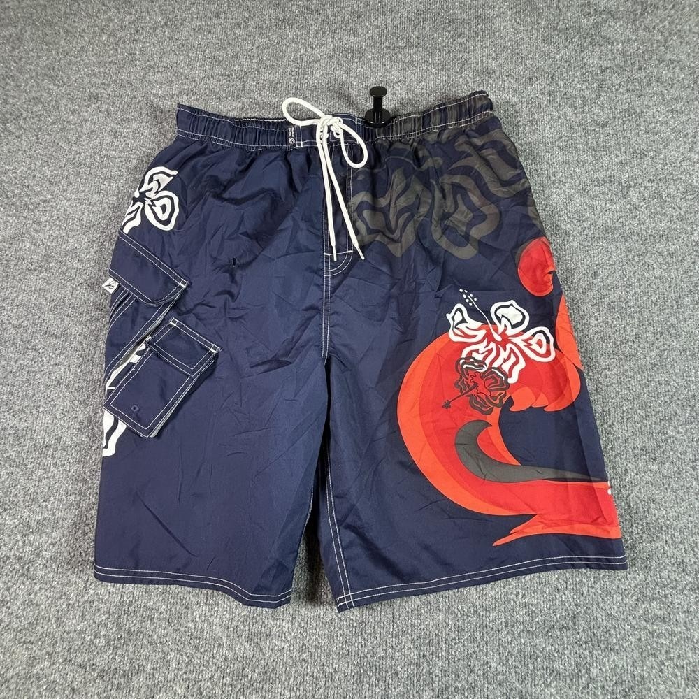 Beach Rays Trunk Shorts Mens XL Blue Polyester Mesh Lined Swimwear Beach Surfing